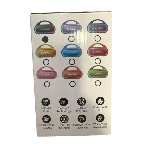 TPONE XT-01 Portable Bluetooth Speaker 30W BassUp Sound LED Lights Waterproof - Picture 4 of 6